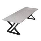 Grey Stone Rectangle Trestle Conference Writing Desk Image - 5