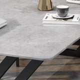 Grey Stone Rectangle Trestle Conference Writing Desk Image - 6