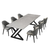 Grey Stone Rectangle Trestle Conference Writing Desk Image - 8