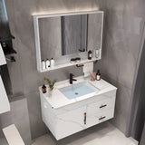 Grey Stone Single Sink Faucet Bathroom Vanity with Storage Image - 10