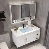 Grey Stone Single Sink Faucet Bathroom Vanity with Storage Image - 11