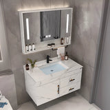 Grey Stone Single Sink Faucet Bathroom Vanity with Storage Image - 18