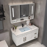 Grey Stone Single Sink Faucet Bathroom Vanity with Storage Image - 19