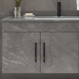 Grey Stone Single Sink Faucet Bathroom Vanity with Storage Image - 3