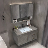 Grey Stone Single Sink Faucet Bathroom Vanity with Storage Image - 4