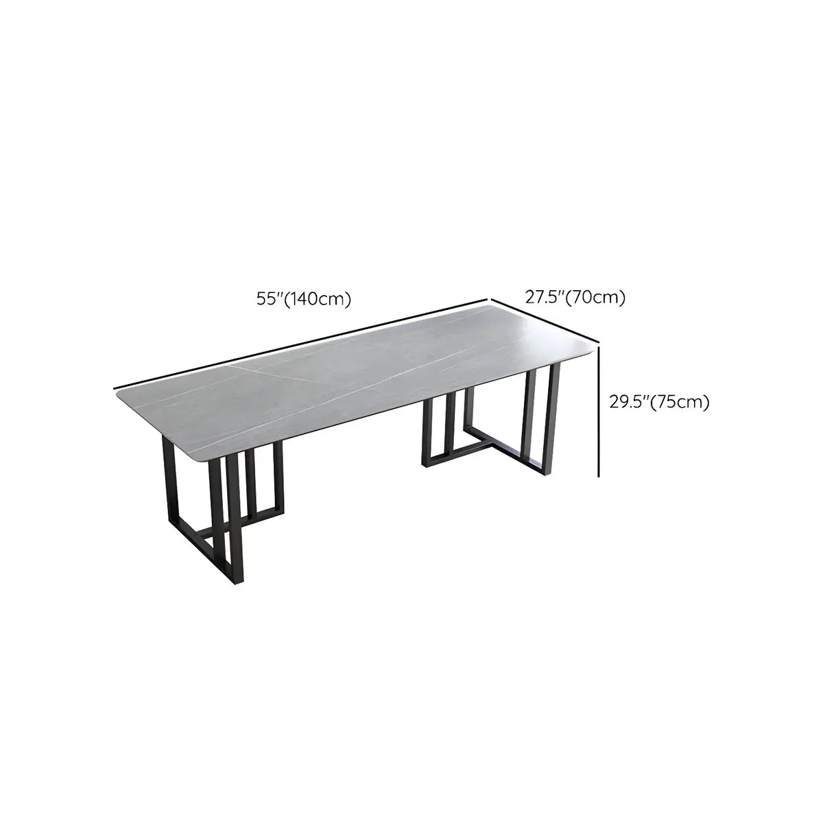 Grey Stone Sledge Rectangle Conference Table 8 People Image - 11