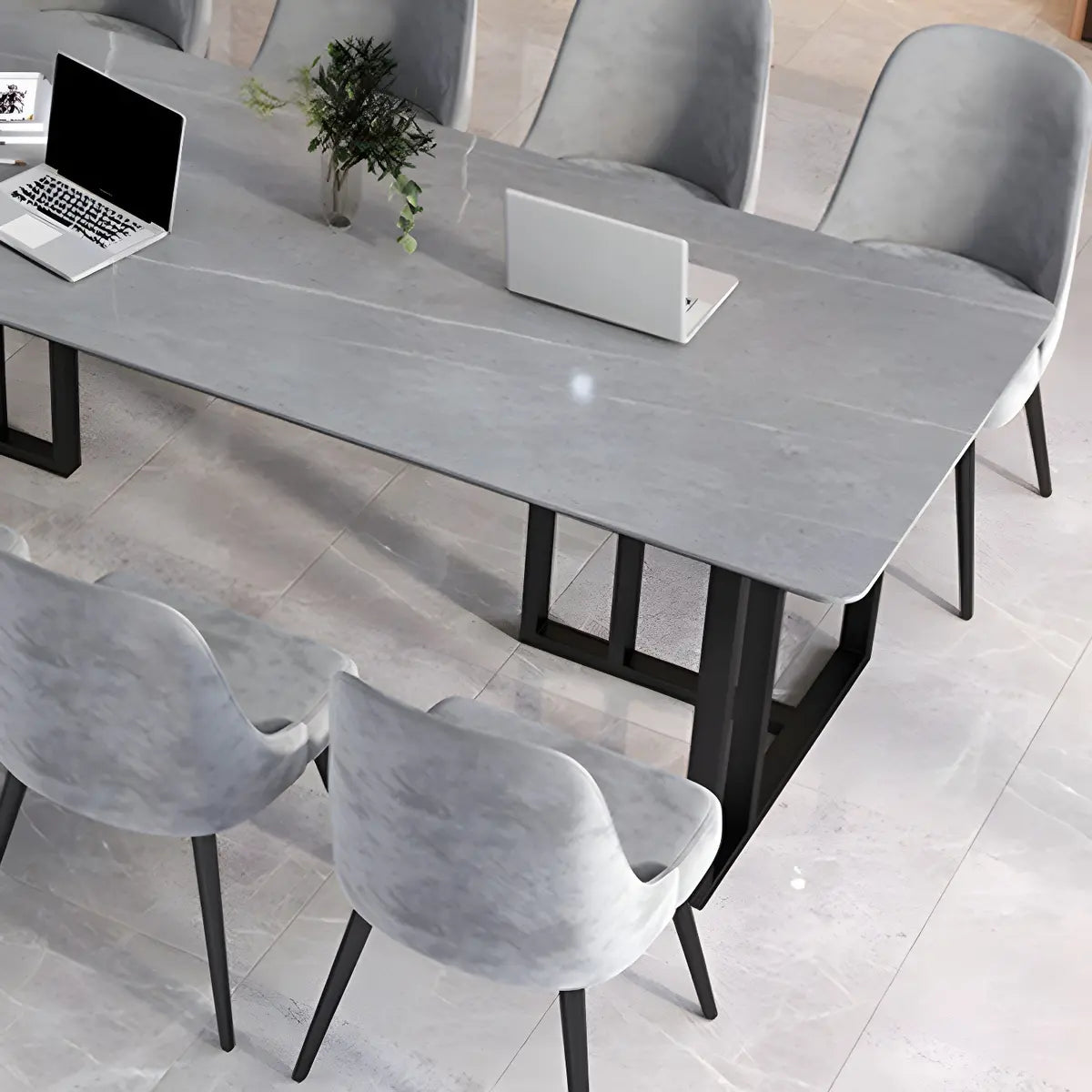 Grey Stone Sledge Rectangle Conference Table 8 People Image - 4