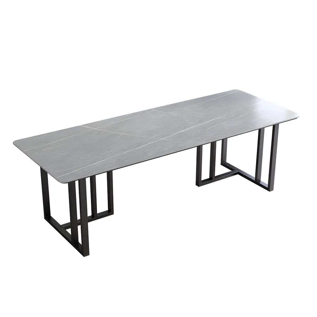 Grey Stone Sledge Rectangle Conference Table 8 People Image - 5