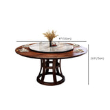 Grey Stone Top Brown Wood Round Dining Table Set for 8 #size