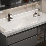 Grey Stone Wall Mounted Sink Banthroom Vanity with Storage Image - 11