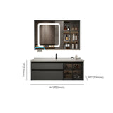 Grey Stone Wall Mounted Sink Banthroom Vanity with Storage Image - 18