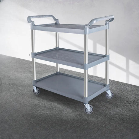 Grey Three-Tier Shelves Aluminum Utility Cart Image - 1