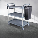 Grey Three-Tier Shelves Aluminum Utility Cart Image - 3