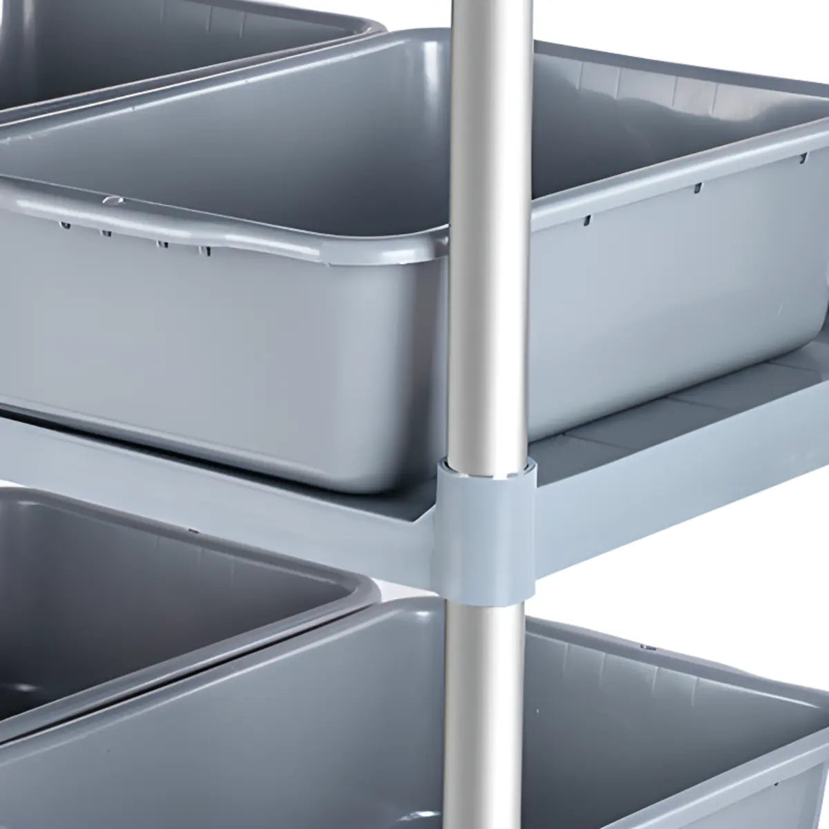 Grey Three-Tier Shelves Aluminum Utility Cart Image - 4