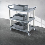 Grey Three-Tier Shelves Aluminum Utility Cart Image - 5