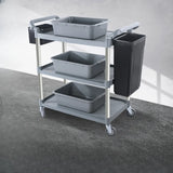 Grey Three-Tier Shelves Aluminum Utility Cart Image - 7