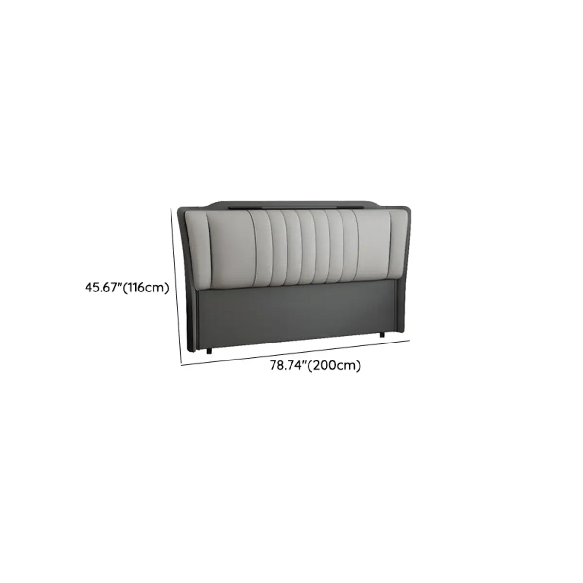 Grey Upholstered Rectangular Panel Headboard with Legs Image - 10