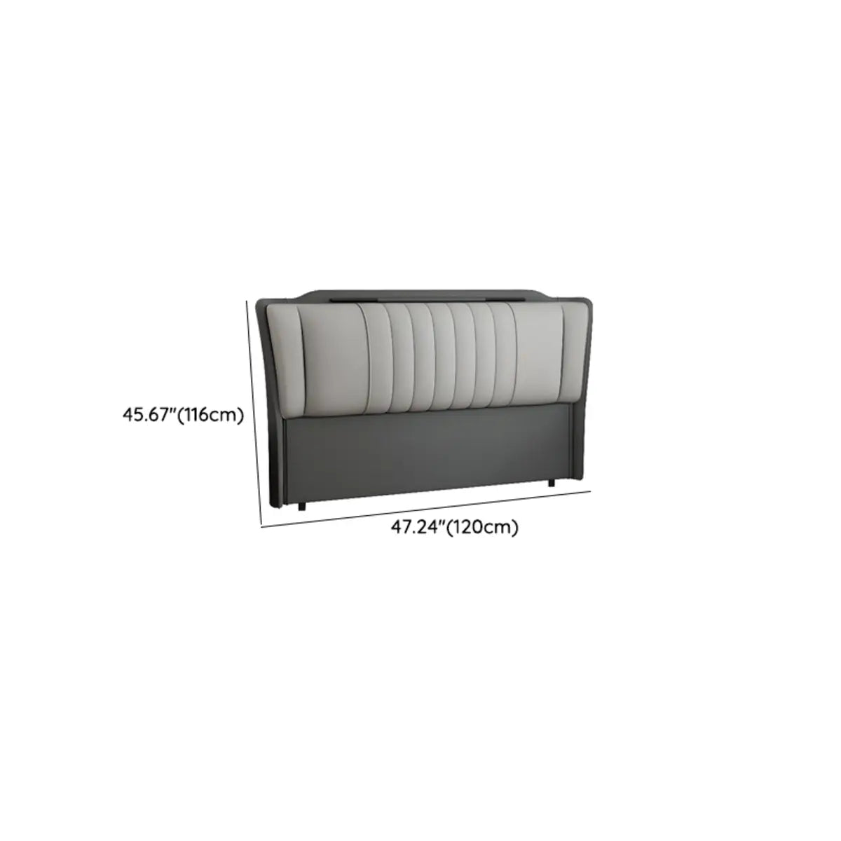 Grey Upholstered Rectangular Panel Headboard with Legs 