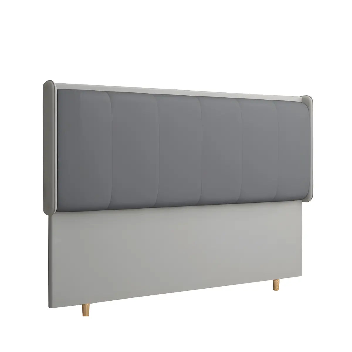 Grey Upholstered Rectangular Wooden Frame Wingback Image - 10