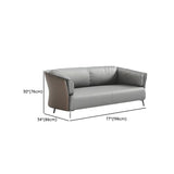 Grey Waterproof Leather Wood Frame Sofa with Arms Image - 14