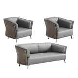 Grey Waterproof Leather Wood Frame Sofa with Arms Image - 5