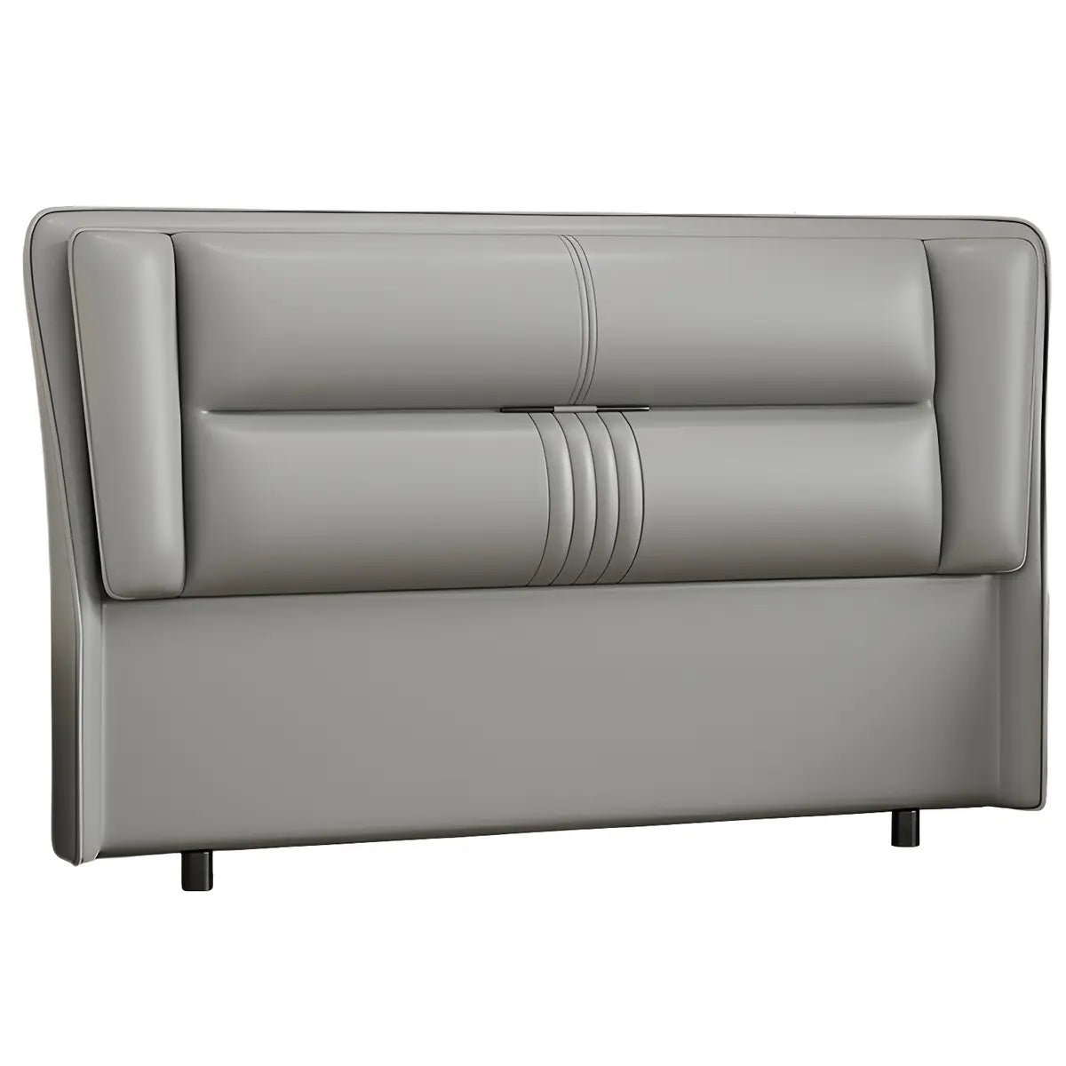 Grey Wooden Frame Upholstered Wingback Headboard Image - 17