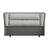 Grey Wooden Frame Upholstered Wingback Headboard Image - 18