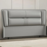 Grey Wooden Frame Upholstered Wingback Headboard Image - 2