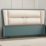 Grey Wooden Frame Upholstered Wingback Headboard Image - 4