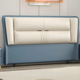 Grey Wooden Frame Upholstered Wingback Headboard Image - 6