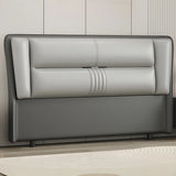 Grey Wooden Frame Upholstered Wingback Headboard Image - 7