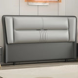 Grey Wooden Frame Upholstered Wingback Headboard Image - 8