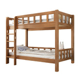 Guardrail Natural Rubberwood Space-Saving Bunk Bed Image - 5