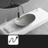 Gun Grey Oval Ceramic Vessel Sinks with Center Trapway Image - 15