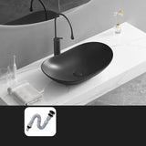 Gun Grey Oval Ceramic Vessel Sinks with Center Trapway Image - 20