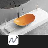 Gun Grey Oval Ceramic Vessel Sinks with Center Trapway Image - 24