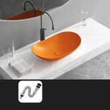 Gun Grey Oval Ceramic Vessel Sinks with Center Trapway Image - 9