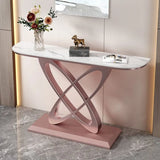 Half-circle Marble Gold Metal Base Entry Console Table Image - 12