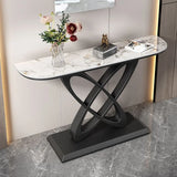 Half-circle Marble Gold Metal Base Entry Console Table Image - 3