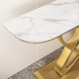 Half-circle Marble Gold Metal Base Entry Console Table Image - 6