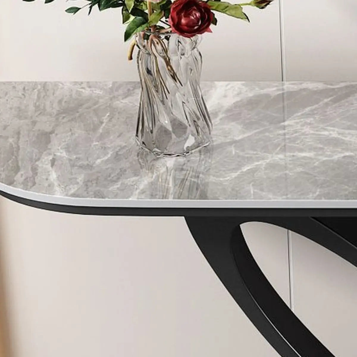 Half-circle Marble Gold Metal Base Entry Console Table Image - 8