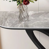 Half-circle Marble Gold Metal Base Entry Console Table Image - 8