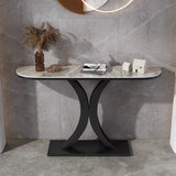 Half-Circle Marble Rose Gold Entryway Console Table Image - 4