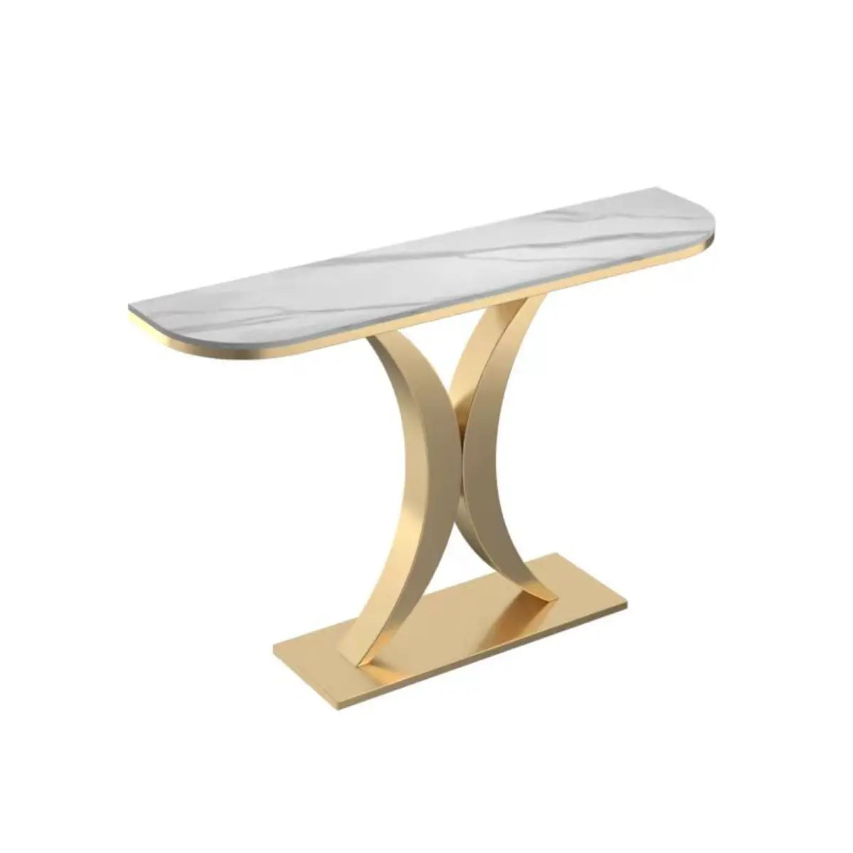 Half-Circle Marble Rose Gold Entryway Console Table Image - 5