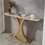 Half-Circle Marble Rose Gold Entryway Console Table Image - 9