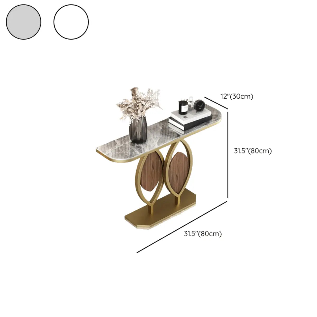 Half-Circle Stone Gold Stain Resistant Entry Console Table 