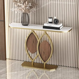 Half-Circle Stone Gold Stain Resistant Entry Console Table Image - 2