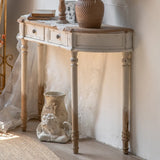 Half-Moon Distressed Wood White Console Table with Storage Image - 1