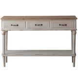 Half-Moon Distressed Wood White Console Table with Storage Image - 10