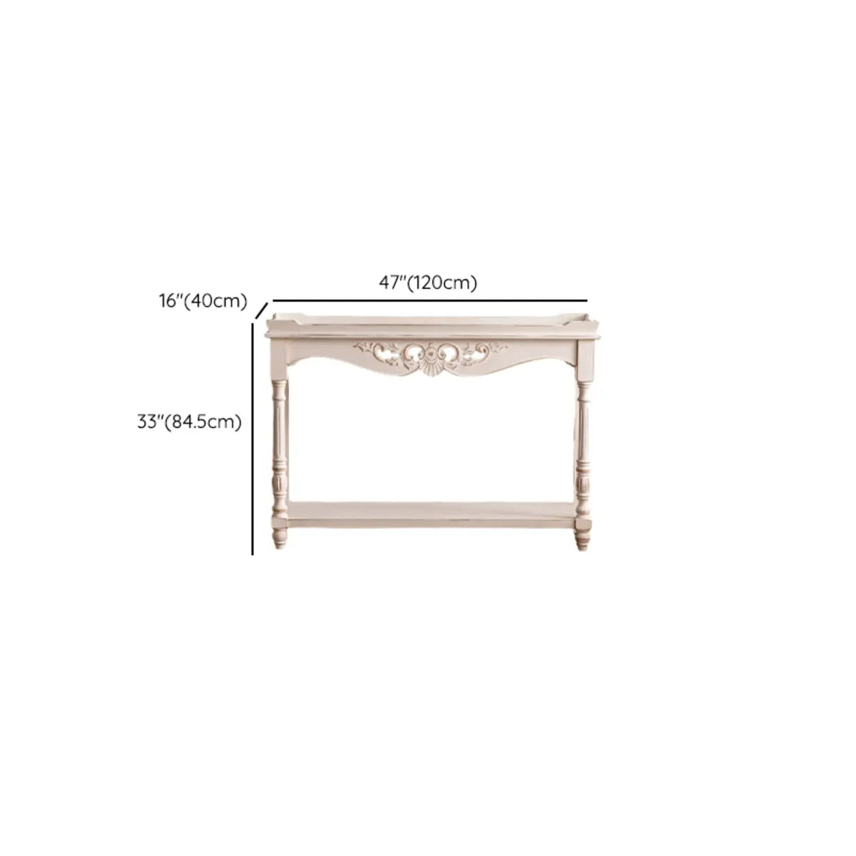 Half-Moon Distressed Wood White Console Table with Storage Image - 26